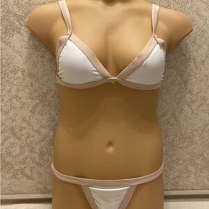 Stylish White and Tan Bikini Set